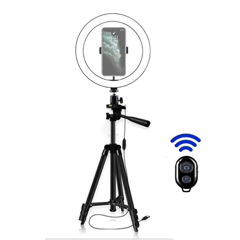 26cm/10in Photo Ringlight Led Selfie Ring Light Phone with Bluetooth Remote Photography Lamp 43 Inch Tripod Holder Youtube Video
26cm/10in Photo Ringlight Led Selfie Ring Light Phone with Bluetooth Remote Photography Lamp 43 Inch Tripod Holder Youtube Video