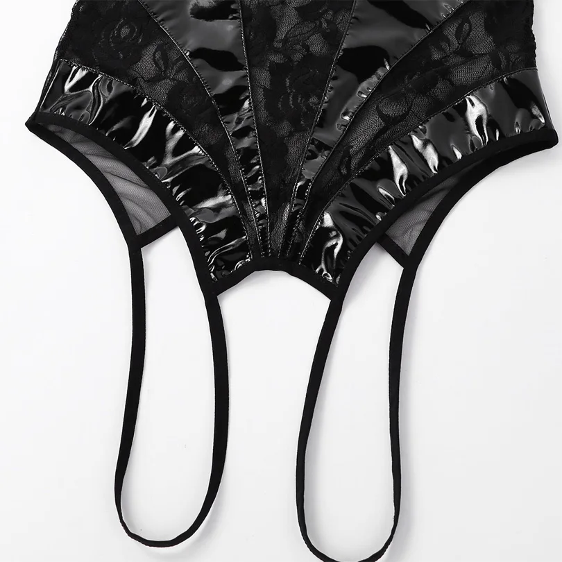 Women One-piece Body Suit Sexy Mesh Lingerie High Cut PVC Catsuit Body Shoulder Straps Crotchless Bodysuit Latex Teddy Nightwear
Women One-piece Body Suit Sexy Mesh Lingerie High Cut PVC Catsuit Body Shoulder Straps Crotchless Bodysuit Latex Teddy Nightwear