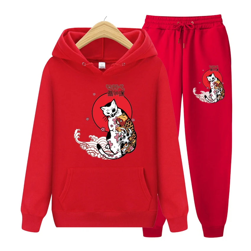 Branded Suits Hoodies Set Hoodies+Pants Men /Women Two Piece Sets Sportswear Suit Streetwear Cat Printing Janpan Style Clothing
Branded Suits Hoodies Set Hoodies+Pants Men /Women Two Piece Sets Sportswear Suit Streetwear Cat Printing Janpan Style Clothing