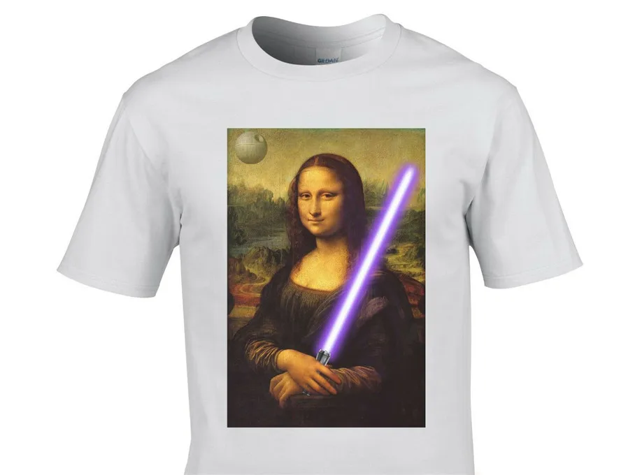 Mona Lisa Lightsabre футболка Эстетическая Vaporwave Классическая художественная с джедаем