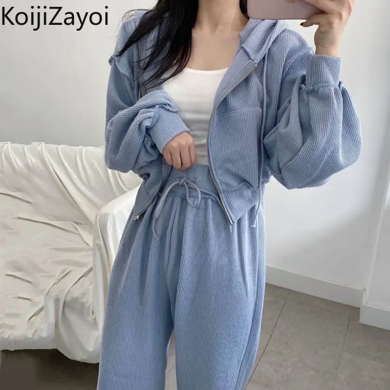 Koijizayoi Fashion Women Two Pieces Set Cropped Zip Up Sweatshirt High Waist Sport Long Pant Solid Autumn Winter Tracksuit 2022
Koijizayoi Fashion Women Two Pieces Set Cropped Zip Up Sweatshirt High Waist Sport Long Pant Solid Autumn Winter Tracksuit 2022