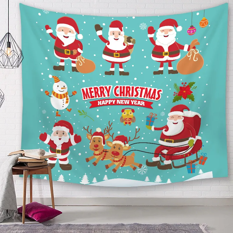 

Merry Christmas Tapestry Deer Snowman Santa Claus Tapestries Wall Hanging Christmas Decoration For Home Beach Towel Table Cloth
