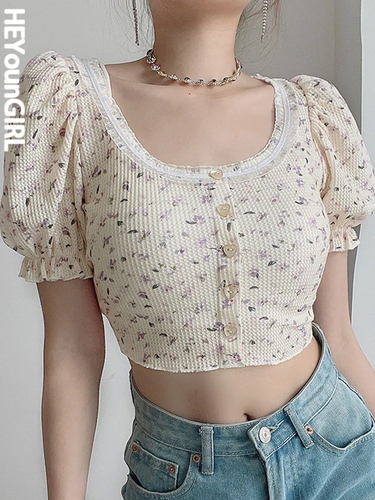 Женские укороченные топы HEYounGIRL Kawaii с пышными рукавами и цветочным принтом Y2K, облегающие летние футболки на пуговицах с квадратным воротник...
Женские укороченные топы HEYounGIRL Kawaii с пышными рукавами и цветочным принтом Y2K, облегающие летние футболки на пуговицах с квадратным воротник...