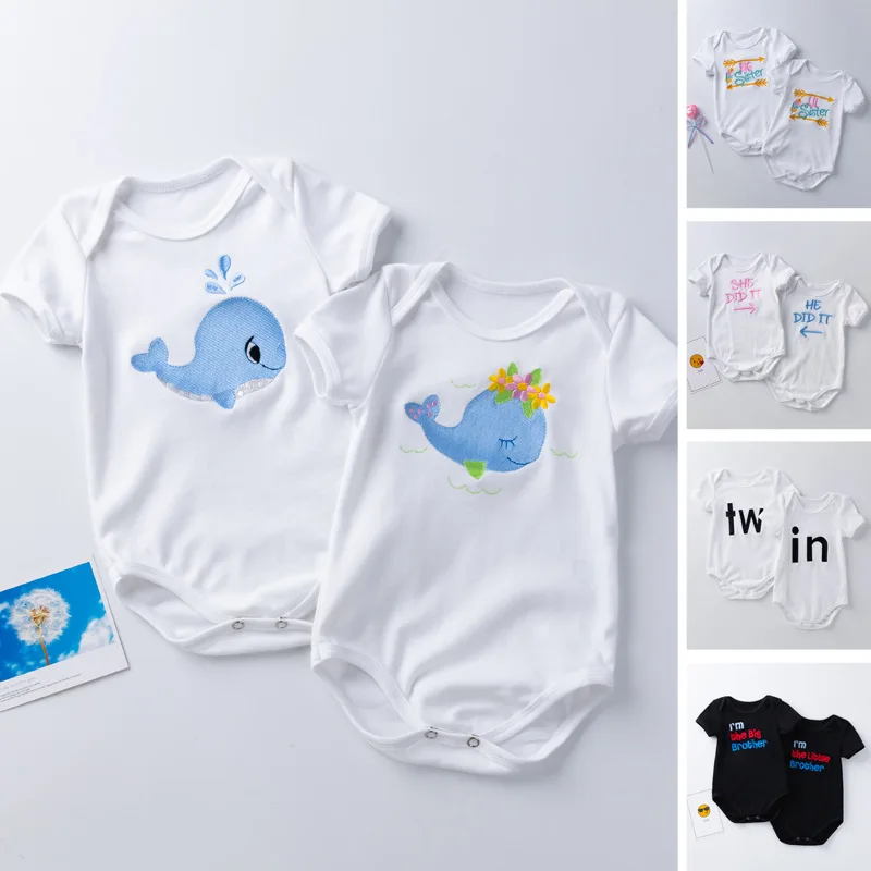 2021 Newborn Twins Baby Cotton Romper Cartoon Embroidery Animal Letters Black And White Toddler Baby Triangle Bodysuits
2021 Newborn Twins Baby Cotton Romper Cartoon Embroidery Animal Letters Black And White Toddler Baby Triangle Bodysuits