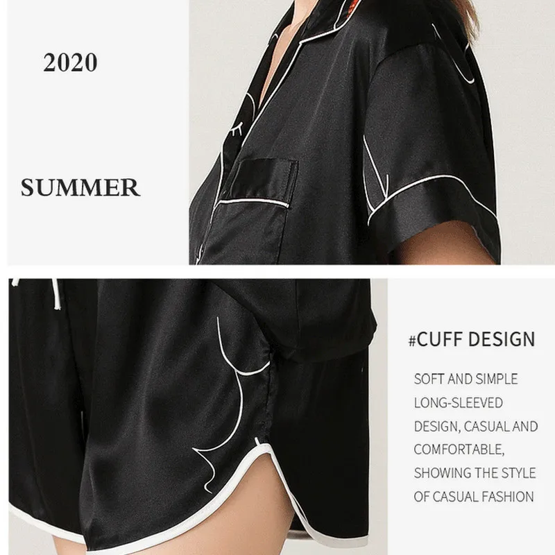 Women Faux Silk Pajamas Set Summer Fashion Printed Nightwear Short Sleeve Shorts Homewear Graffiti Button-Down Sleepwear ouc545
Women Faux Silk Pajamas Set Summer Fashion Printed Nightwear Short Sleeve Shorts Homewear Graffiti Button-Down Sleepwear ouc545