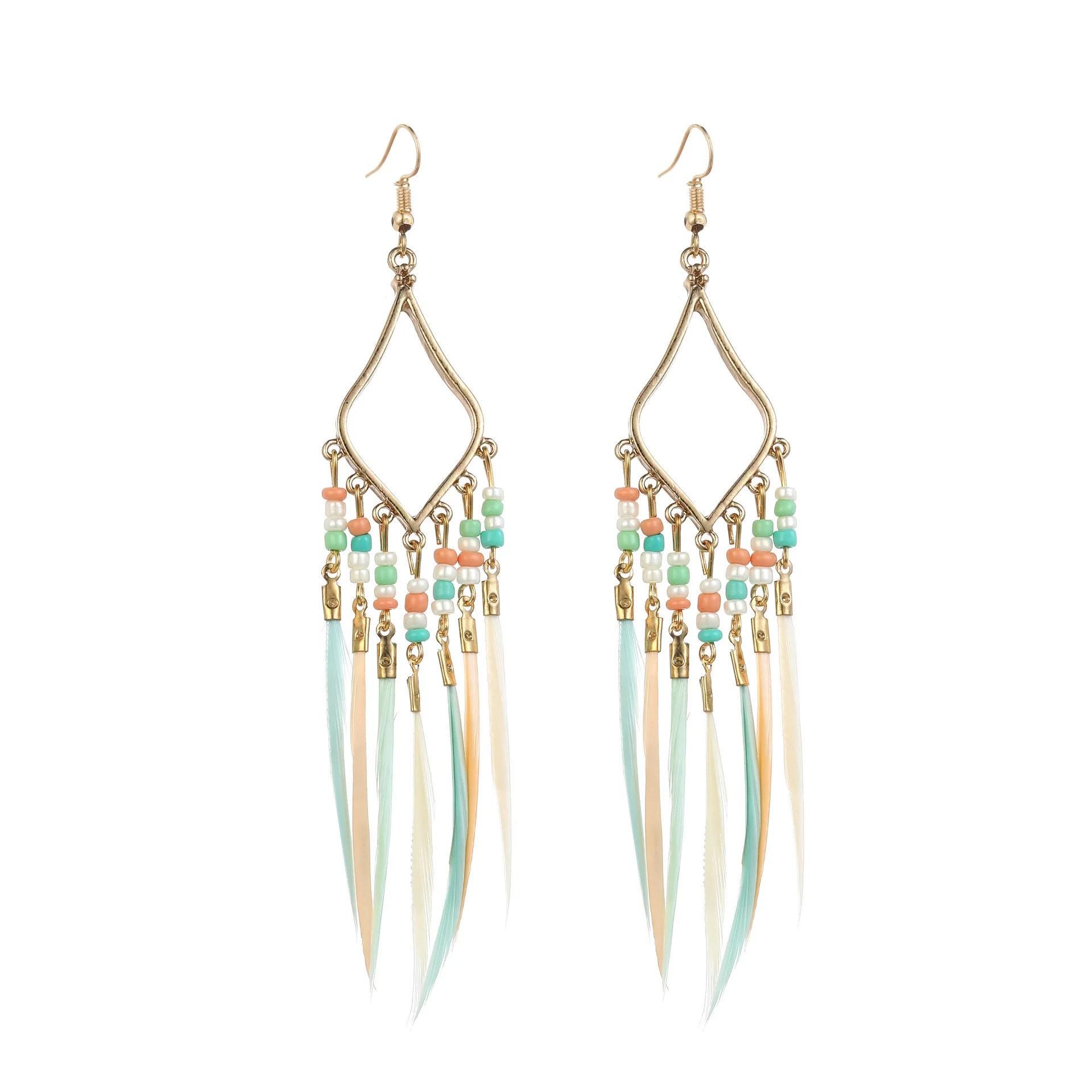 New style earrings bohemian silk edge feather earrings jewelry rice beads fashion personality ladies earrings
New style earrings bohemian silk edge feather earrings jewelry rice beads fashion personality ladies earrings