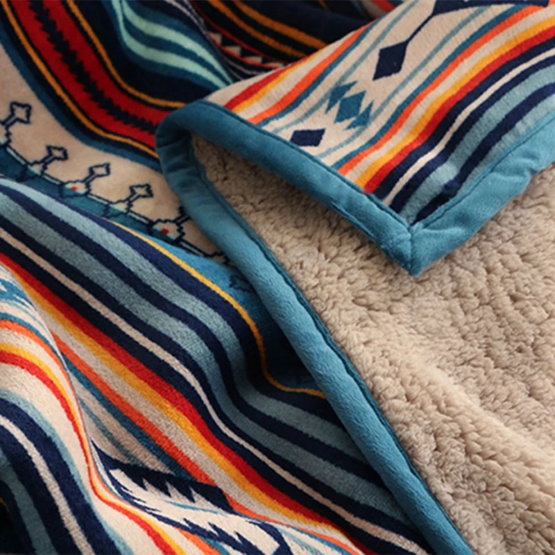 Winter Double Layer Flannel Faux Fleece Bohemian Colorful Stripes Throw Blanket 4XFA
Winter Double Layer Flannel Faux Fleece Bohemian Colorful Stripes Throw Blanket 4XFA