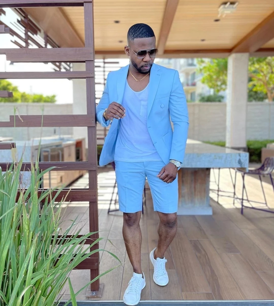 Landuxiu Sky Blue Men Suits Wedding Groom Tuxedo Costume Homme Groomsmen Attires 2Pcs(BLazer+Shorts) Slim Fit With
Landuxiu Sky Blue Men Suits Wedding Groom Tuxedo Costume Homme Groomsmen Attires 2Pcs(BLazer+Shorts) Slim Fit With