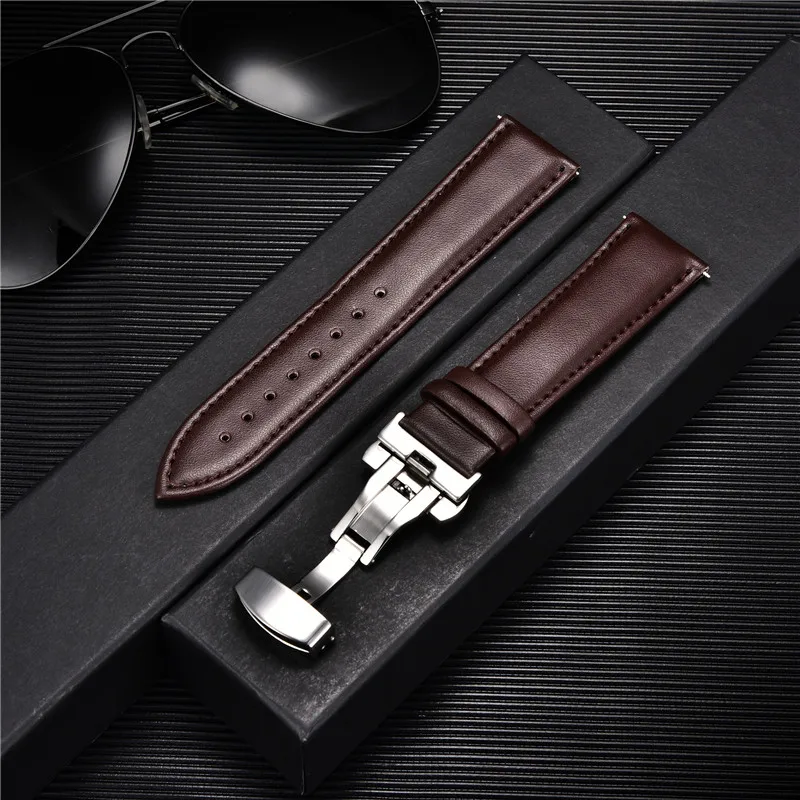 Smooth Genuine Calfskin Leather Watchband 18mm 20mm 22mm 24mm Straps with Solid Automatic Butterfly Buckle Business Watch Band
Smooth Genuine Calfskin Leather Watchband 18mm 20mm 22mm 24mm Straps with Solid Automatic Butterfly Buckle Business Watch Band