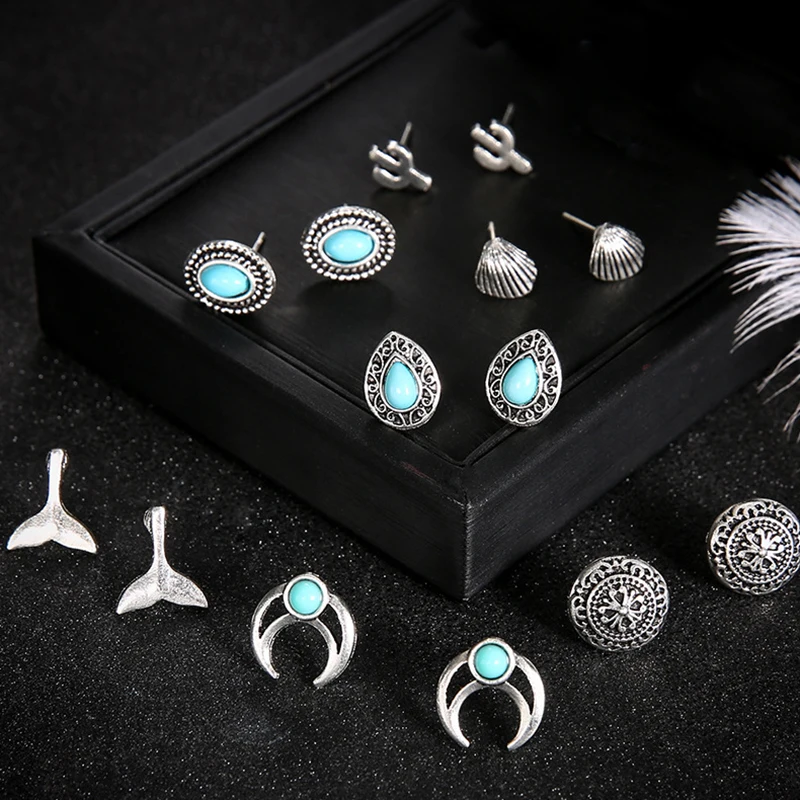 7 Pairs/Set Boho Mermaid Tail Cactus Stud Earrings for Women Shell Earring Boucle D'oreille Wedding Jewelry Brincos Female 2021
7 Pairs/Set Boho Mermaid Tail Cactus Stud Earrings for Women Shell Earring Boucle D'oreille Wedding Jewelry Brincos Female 2021