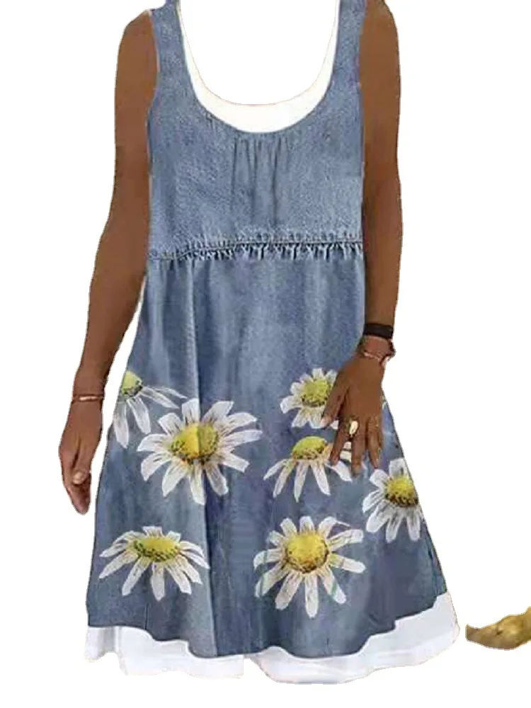 2021 summer new loose fashion digital printing fake two-piece imitation denim dress women
2021 summer new loose fashion digital printing fake two-piece imitation denim dress women