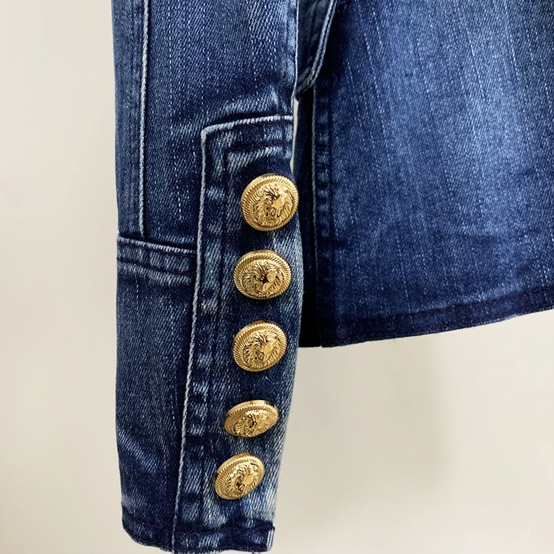 New Fashion 2020 Designer Blazer Jacket Women's Metal Lion Buttons Double Breasted Denim Blazer Outer Coat 
New Fashion 2020 Designer Blazer Jacket Women's Metal Lion Buttons Double Breasted Denim Blazer Outer Coat