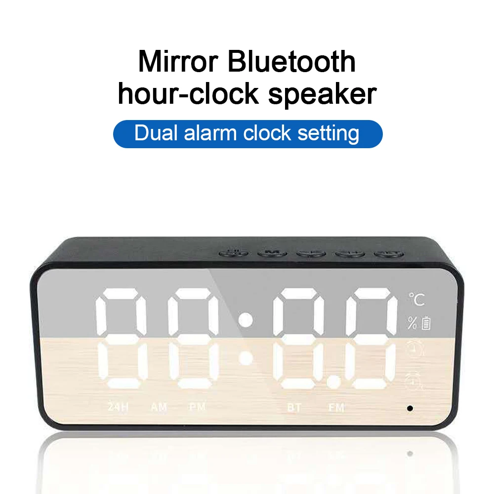 Mini Wireless Bluetooth Speaker G50 Mirror Dual Alarm Clock Portable Clock Bluetooth Speaker for Bedroom Living Room
Mini Wireless Bluetooth Speaker G50 Mirror Dual Alarm Clock Portable Clock Bluetooth Speaker for Bedroom Living Room