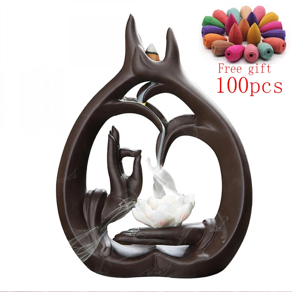 Creative Ceramic Handiwork Buddha's Hand With Lotus Home Office Decorate Backflow Incense Burner Purple clay Incense Censer
Creative Ceramic Handiwork Buddha's Hand With Lotus Home Office Decorate Backflow Incense Burner Purple clay Incense Censer