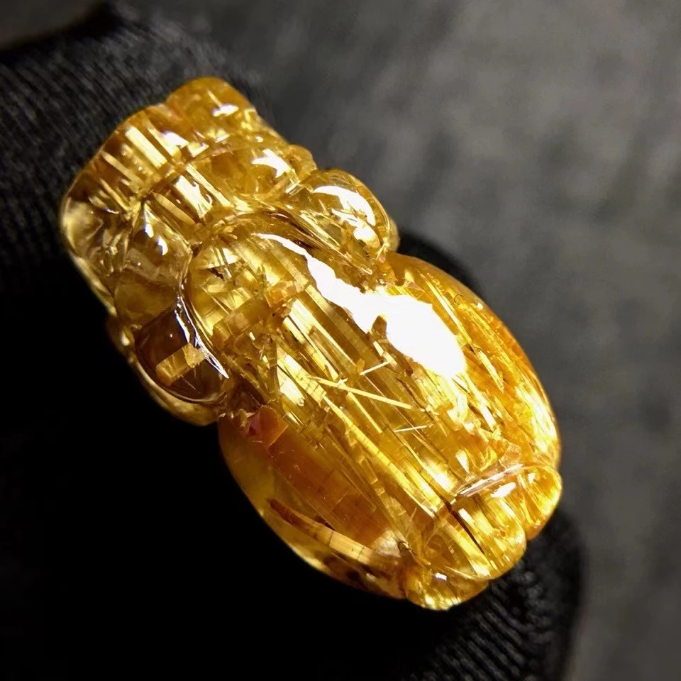 Genuine Natural Gold Rutilated Quartz Titanium Pi Xiu Pendant Gemstone 24.7*13.7*12.5mm Crystal necklace AAAAA 
Genuine Natural Gold Rutilated Quartz Titanium Pi Xiu Pendant Gemstone 24.7*13.7*12.5mm Crystal necklace AAAAA