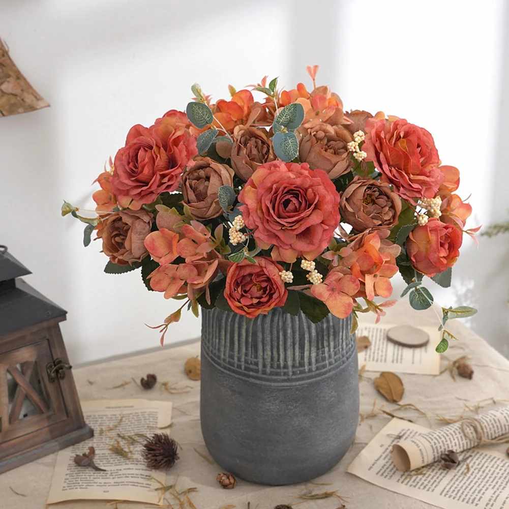 Beautiful Hydrangea Roses Artificial Flowers for Home Wedding Decorations High Quality Autumn Bouquet Mousse Peony Fake Flower
Beautiful Hydrangea Roses Artificial Flowers for Home Wedding Decorations High Quality Autumn Bouquet Mousse Peony Fake Flower