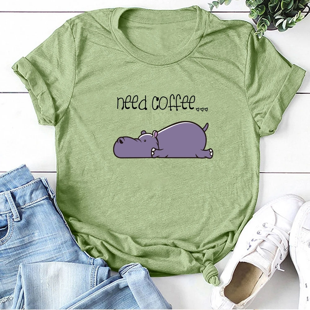 Need Coffee Hippopotamus Print T-shirts Women Shirt Summer Cute Shirt Female Tshirt Woman Casual Kawaii Shirt Harajuku Camisetas
Need Coffee Hippopotamus Print T-shirts Women Shirt Summer Cute Shirt Female Tshirt Woman Casual Kawaii Shirt Harajuku Camisetas