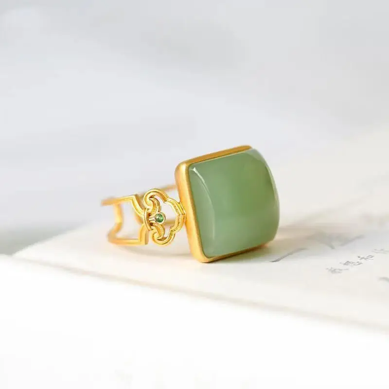 Natural Hetian sapphire geometric open ring Chinese style retro creative light luxury charm women's brand silver jewelry
Natural Hetian sapphire geometric open ring Chinese style retro creative light luxury charm women's brand silver jewelry