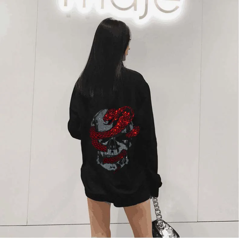 Skull Hoodies Sweatshirts 2020 Women Casual Diamond stone Fashion Punk for Girls Clothing European Tops Korean Hot drill
Skull Hoodies Sweatshirts 2020 Women Casual Diamond stone Fashion Punk for Girls Clothing European Tops Korean Hot drill