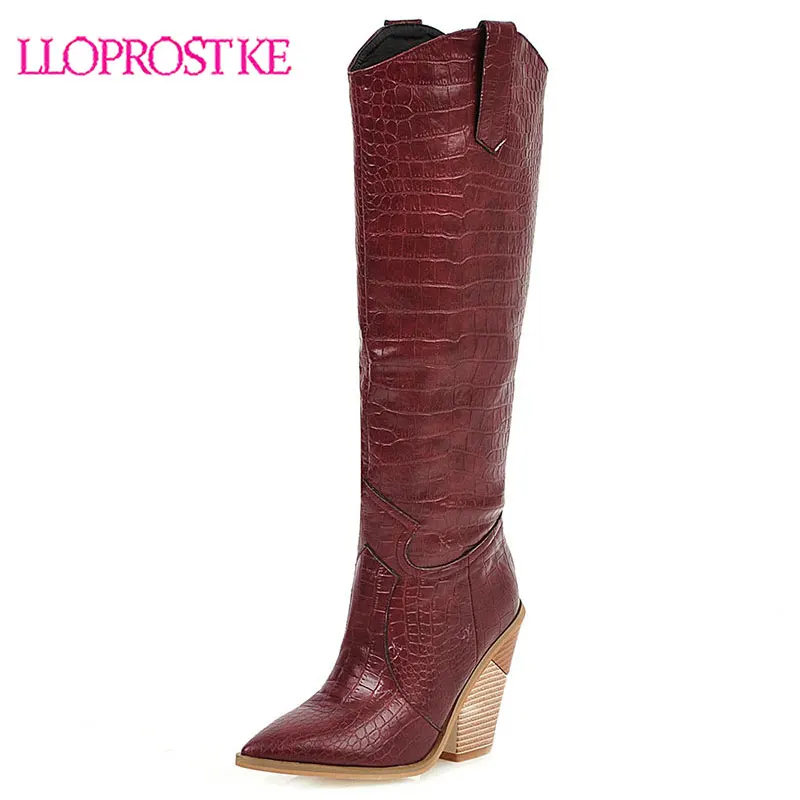 Lloprost ke/модные женские сапоги до колена; Ковбойские сапоги с острым носком в ковбойском стиле; Сапоги на танкетке; Сапоги для подиума на высок... 
Lloprost ke/модные женские сапоги до колена; Ковбойские сапоги с острым носком в ковбойском стиле; Сапоги на танкетке; Сапоги для подиума на высок...