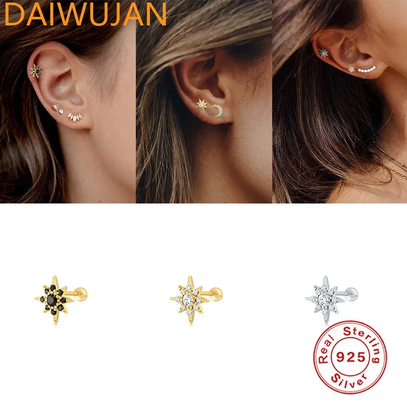 100% 925 Sterling Silver Single Star Screw Thread Piercing Earring Gold Plated White/Black Zircon Ear Studs Earrings For Women
100% 925 Sterling Silver Single Star Screw Thread Piercing Earring Gold Plated White/Black Zircon Ear Studs Earrings For Women