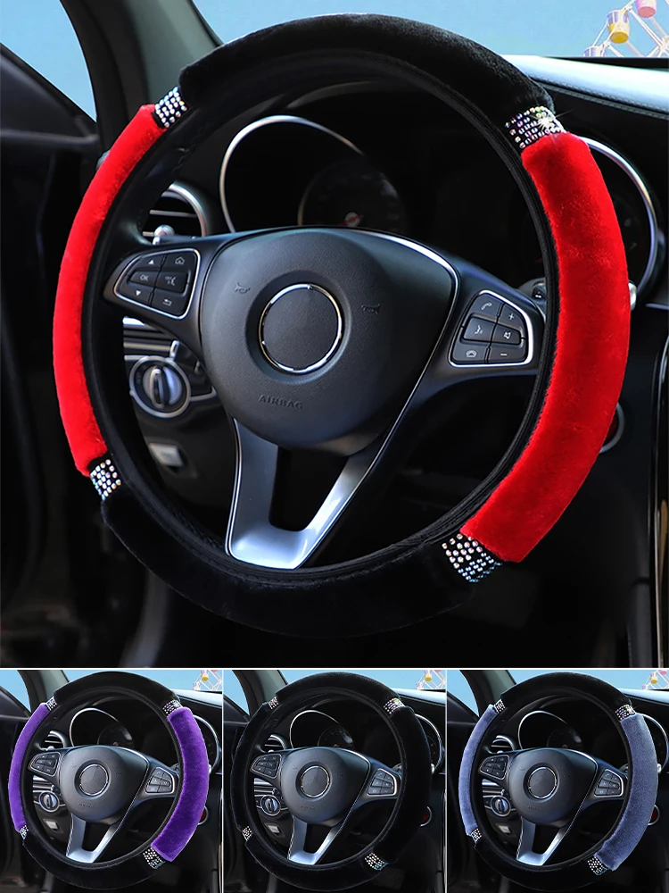 15" Car Steering Wheel Cover Winter Warm Fleece Cover Bling Rhinestones Auto Steering Wheel Covers Decoration Accessories
15" Car Steering Wheel Cover Winter Warm Fleece Cover Bling Rhinestones Auto Steering Wheel Covers Decoration Accessories