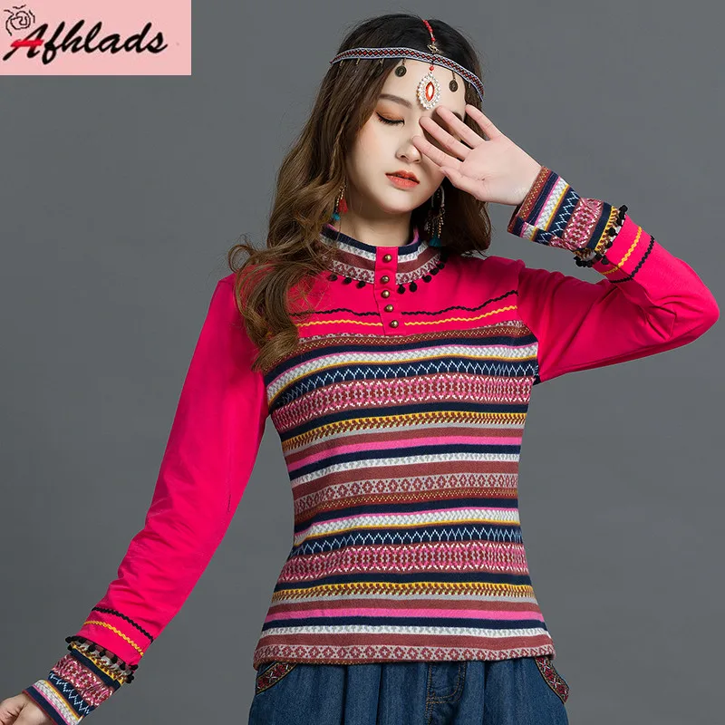 Autumn New Female Vintage Stand Collar Stripe Patchwork Slim T-Shirt Tassel Fashion Long Sleeve Fashion Women's Clothing
Autumn New Female Vintage Stand Collar Stripe Patchwork Slim T-Shirt Tassel Fashion Long Sleeve Fashion Women's Clothing