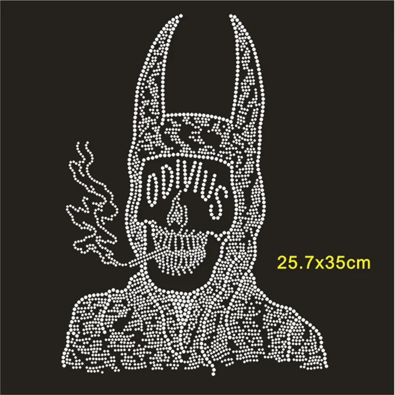 

Demon Rhinestone Iron On Transfers Garment Strass Crystal Clothes Stickers Custom Diamond Patches Hotfix Motif Applique