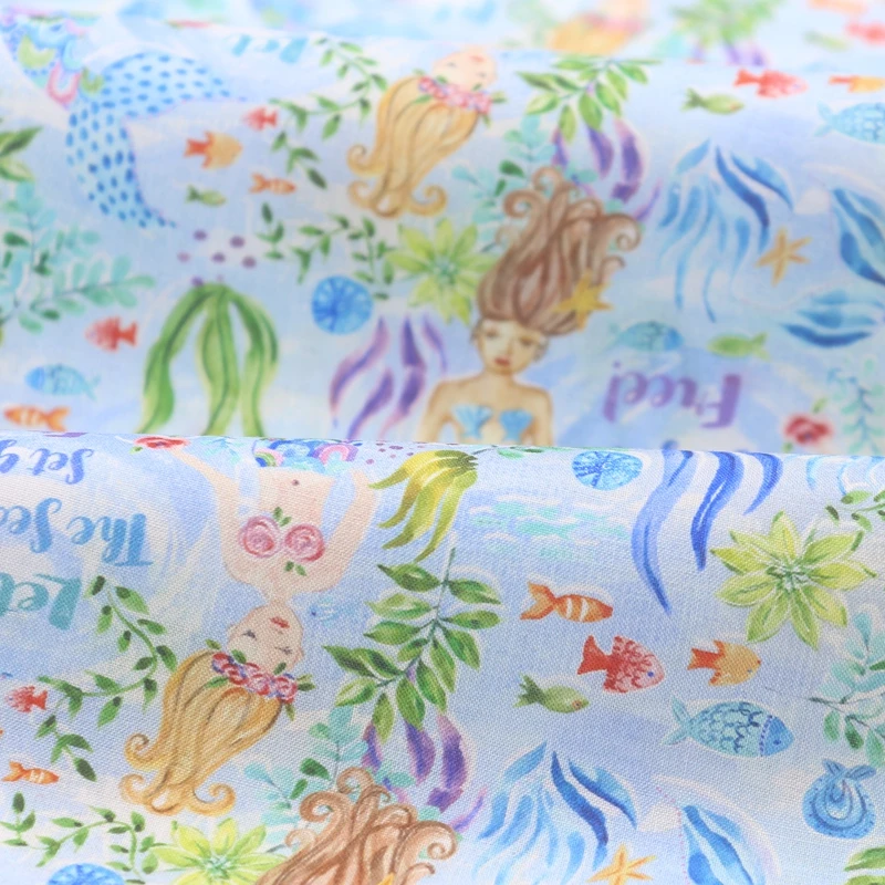 High Count Cotton Fabric By The Meter 80g/yard Mermaid Printed Fabrics For Sewing Baby Clothes Dress Needlework DIY Material
High Count Cotton Fabric By The Meter 80g/yard Mermaid Printed Fabrics For Sewing Baby Clothes Dress Needlework DIY Material