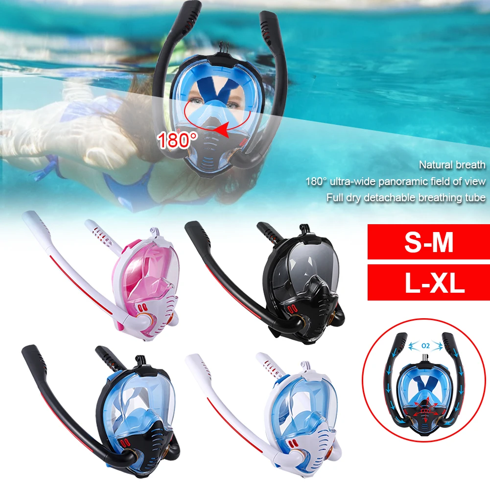 Full Face Snorkel Mask Anti-Fog 180° Panoramic Swimming Mask for GoPro Camera Anti-Leak Dual Tubes for Adult Men Women
Full Face Snorkel Mask Anti-Fog 180° Panoramic Swimming Mask for GoPro Camera Anti-Leak Dual Tubes for Adult Men Women