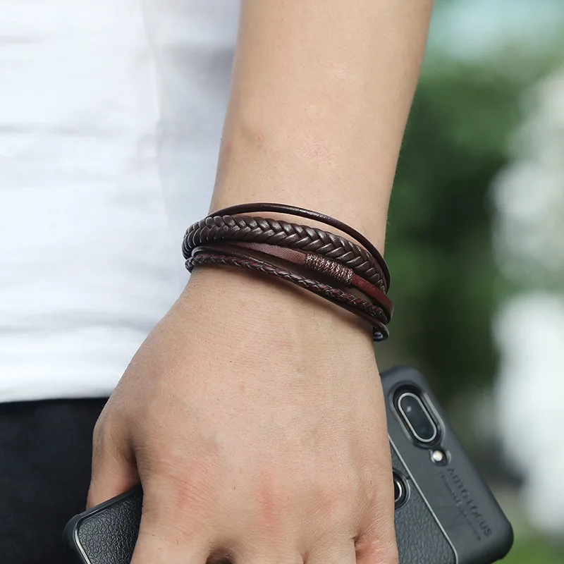 WANGAIYAO new retro hand-woven men's leather bracelet simple multi-layer alloy magnet buckle imitation leather bracelet
WANGAIYAO new retro hand-woven men's leather bracelet simple multi-layer alloy magnet buckle imitation leather bracelet