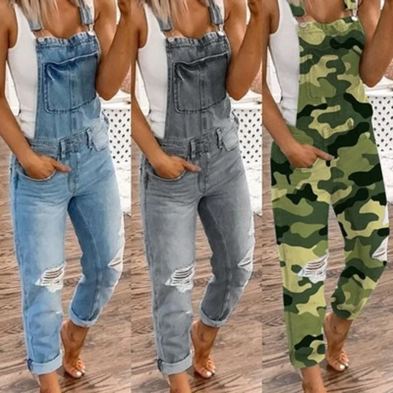 Women Denim Bib Overalls Jeans Jumpsuits and Rompers Ladies Ripped Hole Casual Long Playsuit Pockets Jumpsuit
Women Denim Bib Overalls Jeans Jumpsuits and Rompers Ladies Ripped Hole Casual Long Playsuit Pockets Jumpsuit