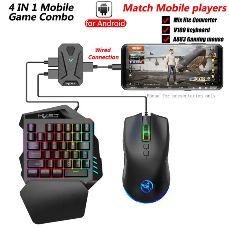 4 In 1 P8 Keyboard Mouse Converter Mobile Controller Gaming Keyboard Mouse Wired LED Backlit Converter PUBG For Android IOS
4 In 1 P8 Keyboard Mouse Converter Mobile Controller Gaming Keyboard Mouse Wired LED Backlit Converter PUBG For Android IOS