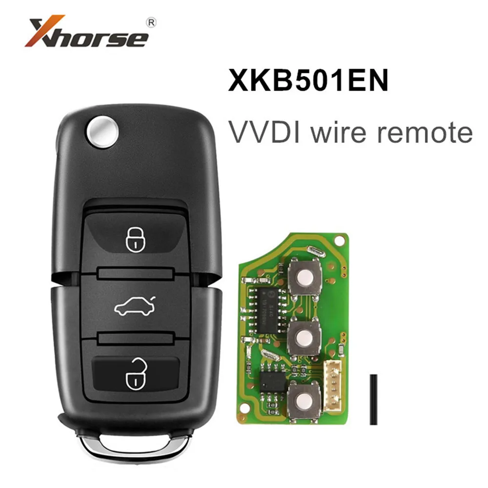 

50pcs 3 Buttons Xhorse Universal VVDI Wire Remote Control B5 Type XKB501EN For VW Car Key No Transpponder Chip for VVDI Key Tool