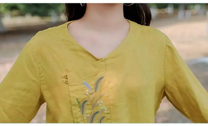 Vintage Chinese Style Spring Fall Womens Embroidery Long Sleeve Linen Top Blouse , Yellow Red 3xl Loose Blouses Shirt for Woman
Vintage Chinese Style Spring Fall Womens Embroidery Long Sleeve Linen Top Blouse , Yellow Red 3xl Loose Blouses Shirt for Woman