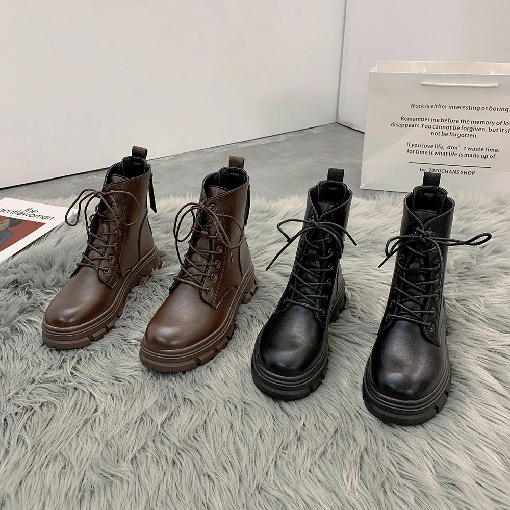 Ankle Round Toe Women Boots Winter Warm Lace-Up Boots Boots Square Heel Zipper Middle Heels Ladies Fashion Black Brown Boot
Ankle Round Toe Women Boots Winter Warm Lace-Up Boots Boots Square Heel Zipper Middle Heels Ladies Fashion Black Brown Boot