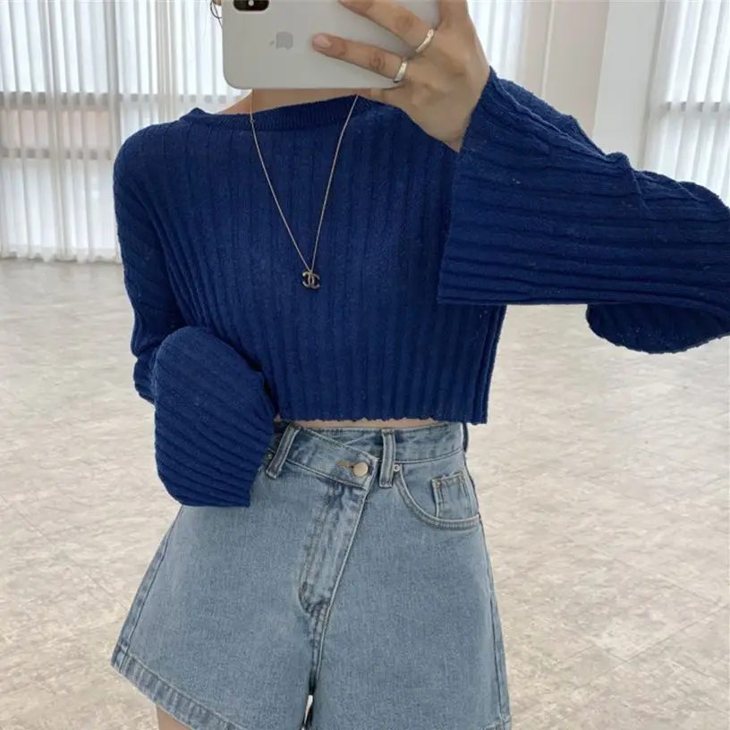 동대문 2021 Flare Sleeves Pullovers Sweaters OL Fashion Solid High Waist Hot Women Tops Mujer Knitted Casual Outwear Autumn 
동대문 2021 Flare Sleeves Pullovers Sweaters OL Fashion Solid High Waist Hot Women Tops Mujer Knitted Casual Outwear Autumn