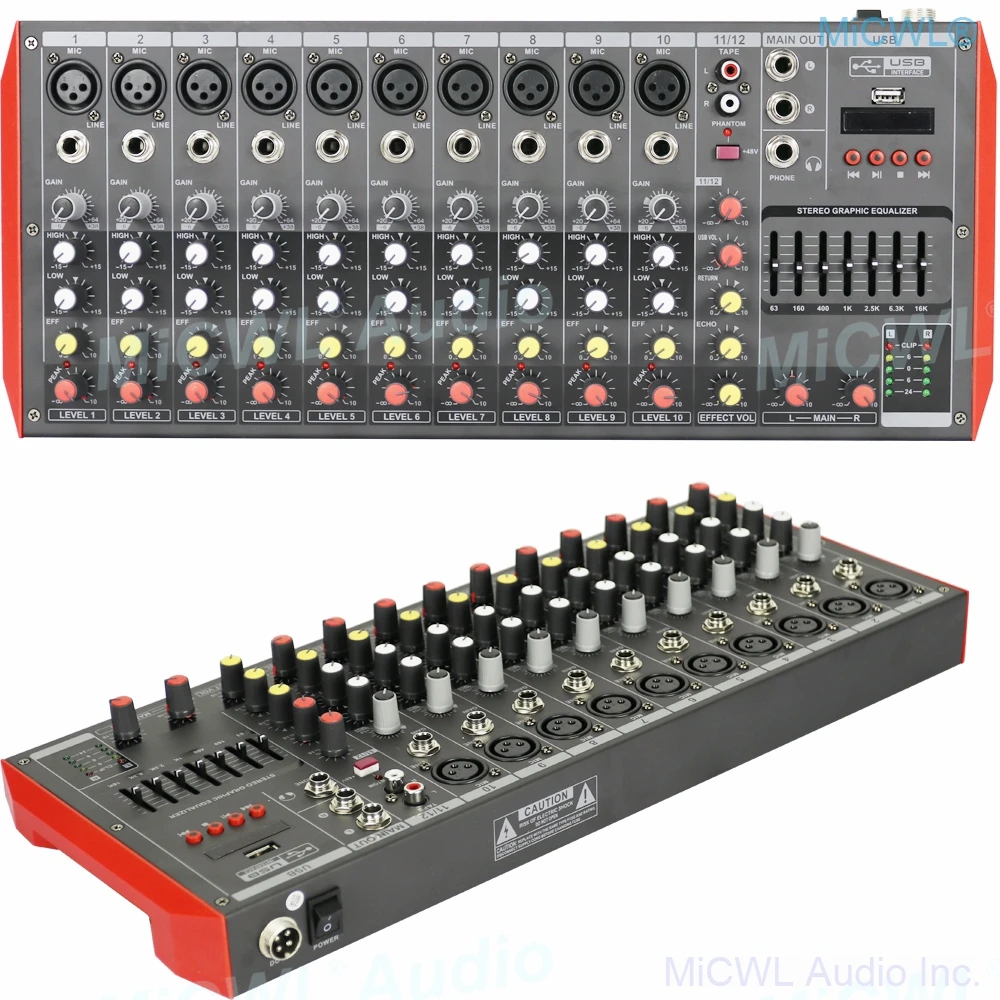 Портативный Аудио миксер Pro MG12 Bluetooth 12 каналов USB MP3 7 полосный эквалайзер DJ Live Mixer MG6