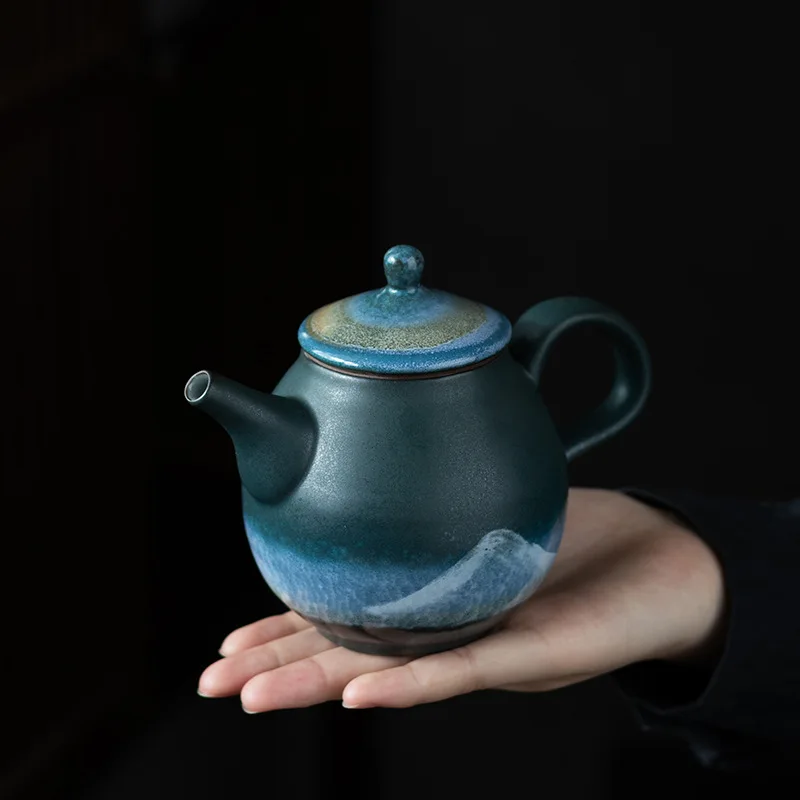 

Ceramic Teapot Kiln Change Handpainted Mountain Chinese Kung Fu Tea Pot Tea Ceremony Drinkware 210ml