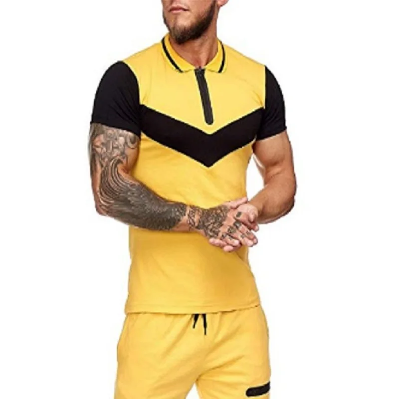 Summer New Short-sleeved Men's Short-sleeved Color Matching Suit Sports Casual Lapel T-shirt + Shorts Set Men Tracksuits Jogging
Summer New Short-sleeved Men's Short-sleeved Color Matching Suit Sports Casual Lapel T-shirt + Shorts Set Men Tracksuits Jogging