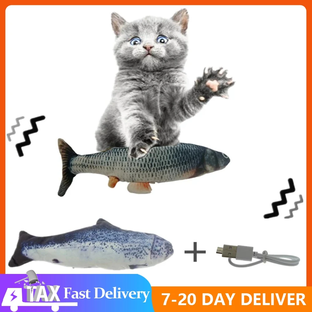30CM Cat Toy Fish USB Electric Charging Simulation Dancing Jumping Moving Floppy Fish Cat Toy Electronic Fish For Cats Toys New
30CM Cat Toy Fish USB Electric Charging Simulation Dancing Jumping Moving Floppy Fish Cat Toy Electronic Fish For Cats Toys New