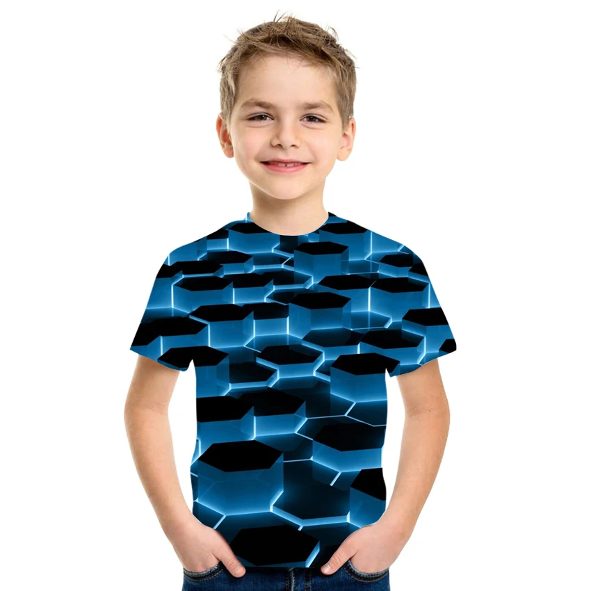 2021 casual 3D printing quick-drying T-shirt boys and girls clothing abstract pattern loose and comfortable size 4T-16T.. 
2021 casual 3D printing quick-drying T-shirt boys and girls clothing abstract pattern loose and comfortable size 4T-16T..