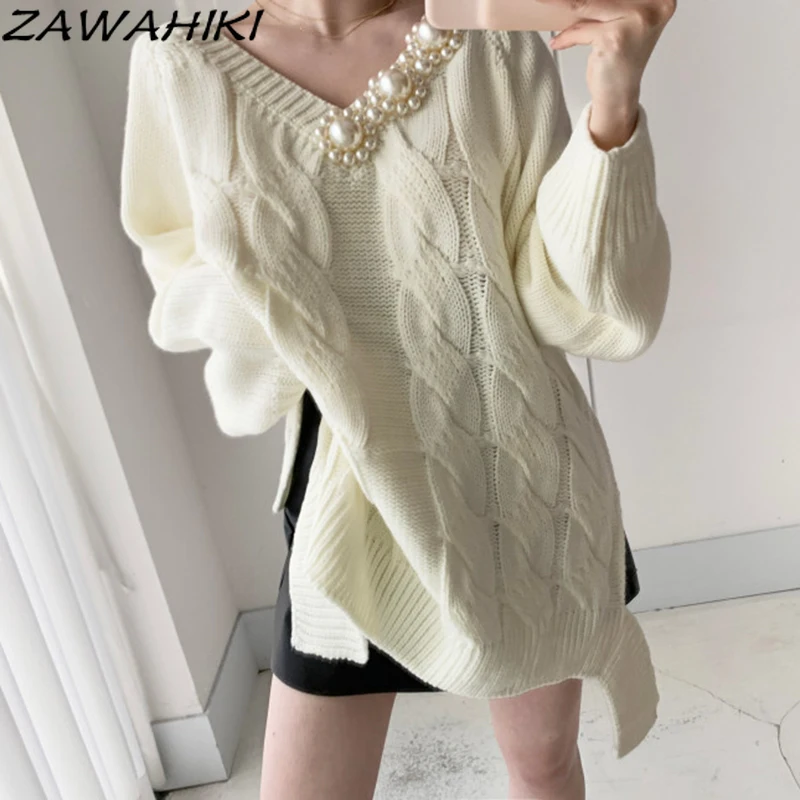 Осенне-зимние вязаные топы zawхиты с V-образным вырезом, жемчужный стиль, необычный стиль, шикарный Повседневный длинный свитер с длинным рук...
Осенне-зимние вязаные топы zawхиты с V-образным вырезом, жемчужный стиль, необычный стиль, шикарный Повседневный длинный свитер с длинным рук...