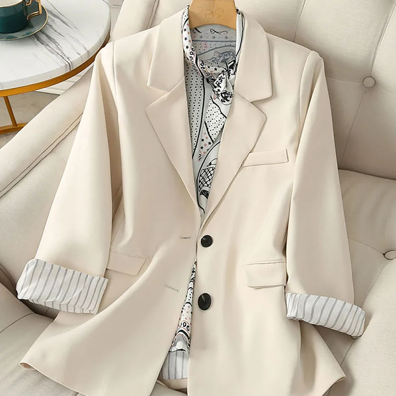 Spring Autumn Korean Loose Casual Women Blazer Jacket Vintage Striped Lining Long Sleeve Apricot Black Suit Outwear Veste Femme
Spring Autumn Korean Loose Casual Women Blazer Jacket Vintage Striped Lining Long Sleeve Apricot Black Suit Outwear Veste Femme