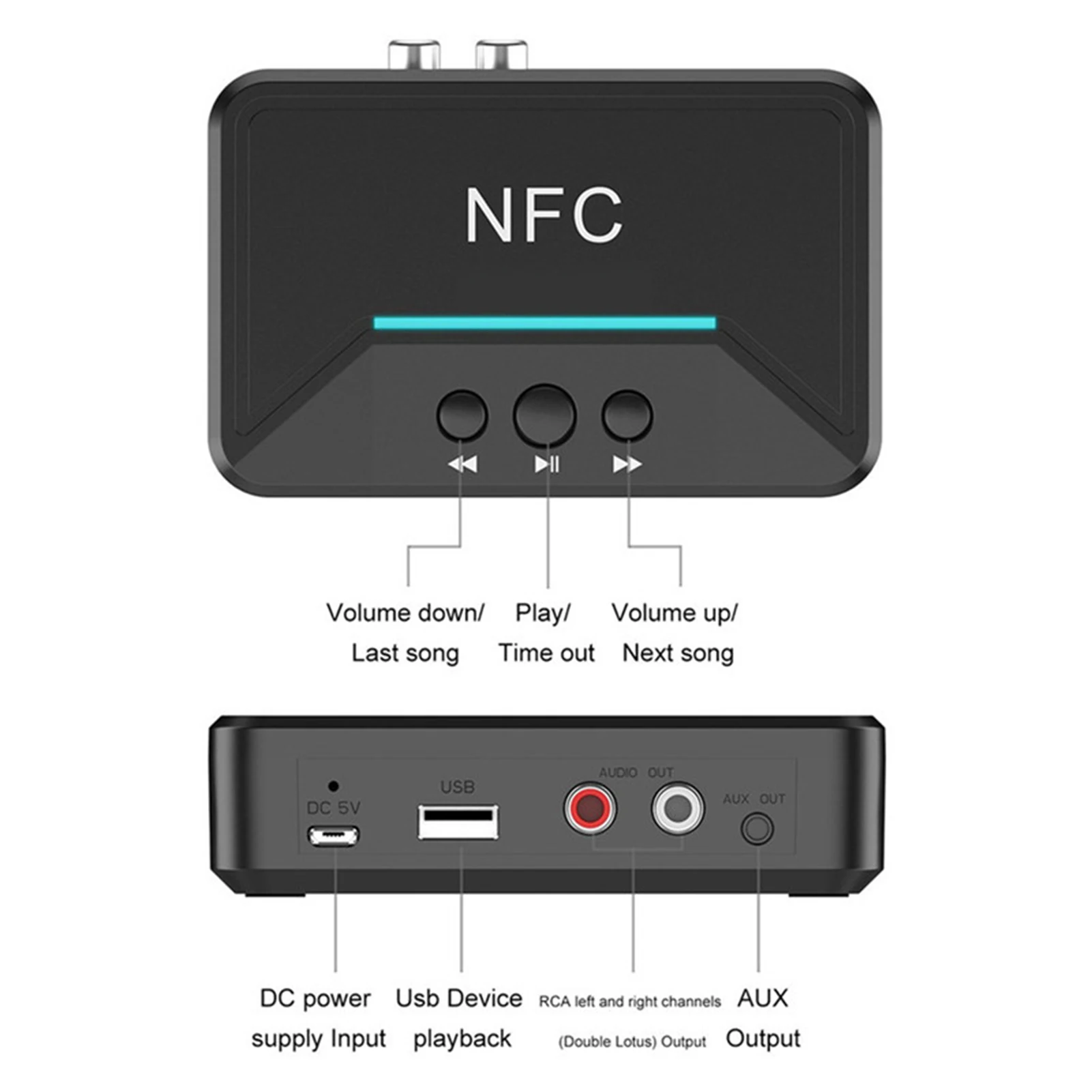 Автомобильный беспроводной NFC Bluetooth 5 0 ресивер AV AUX HiFi стерео аудио музыкальный