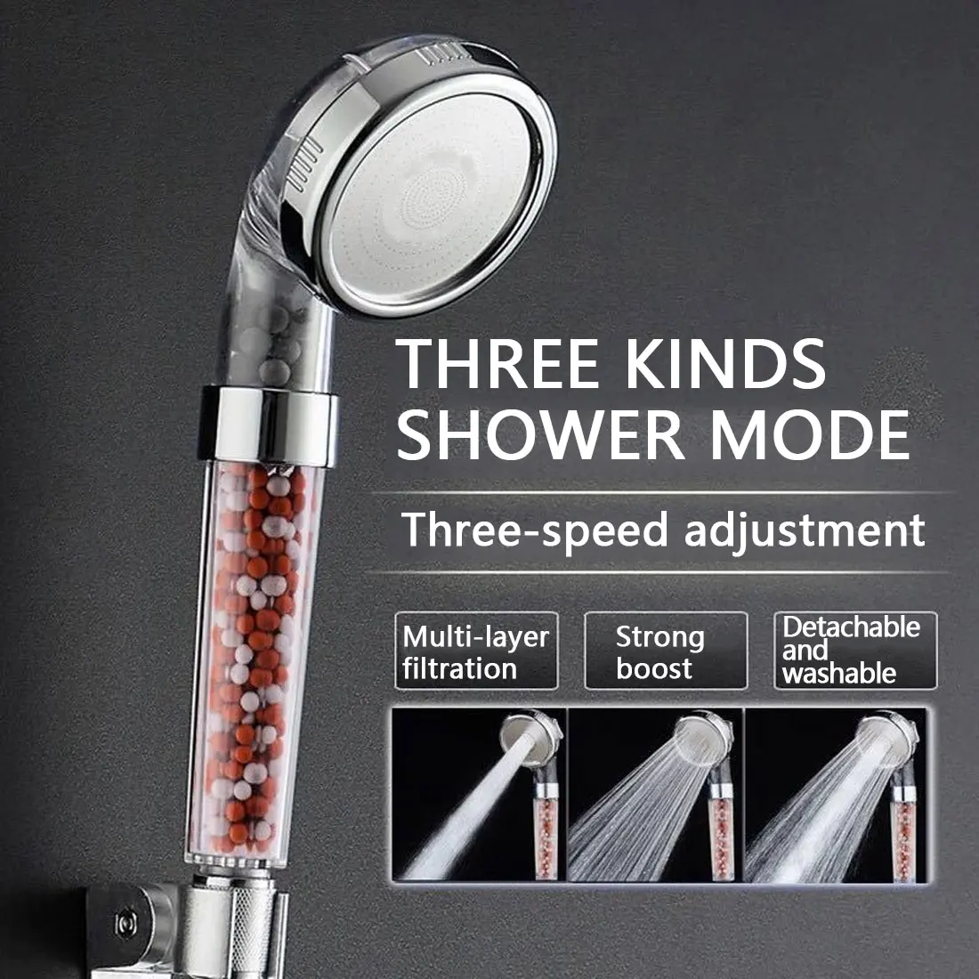 3 Modes Adjustable High Pressure Shower Head Tourmaline Replaceable Filter SPA Shower Water Saving Switch Button Shower
3 Modes Adjustable High Pressure Shower Head Tourmaline Replaceable Filter SPA Shower Water Saving Switch Button Shower