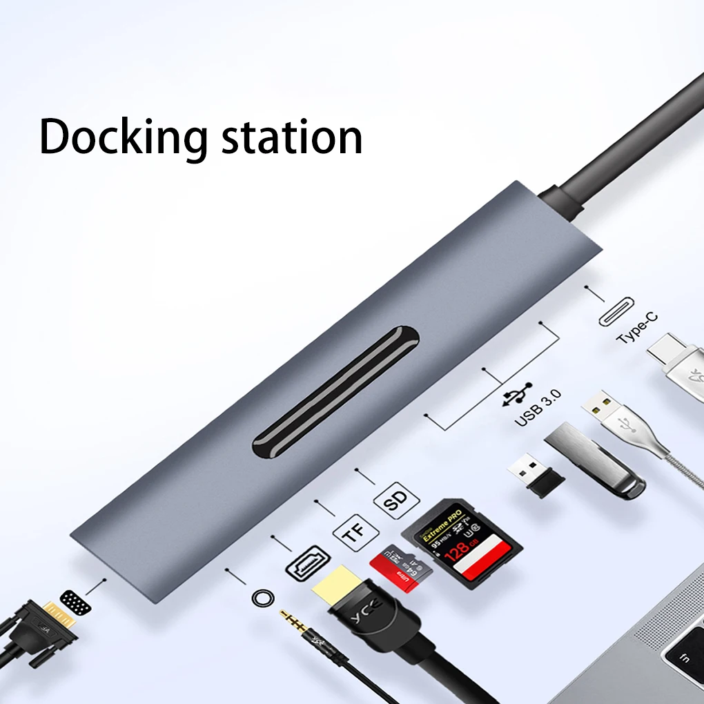 Док станция 9 в 1 Thunderbolt 3 USB C концентратор Type c на HDMI + VGA с аудио HD преобразователем