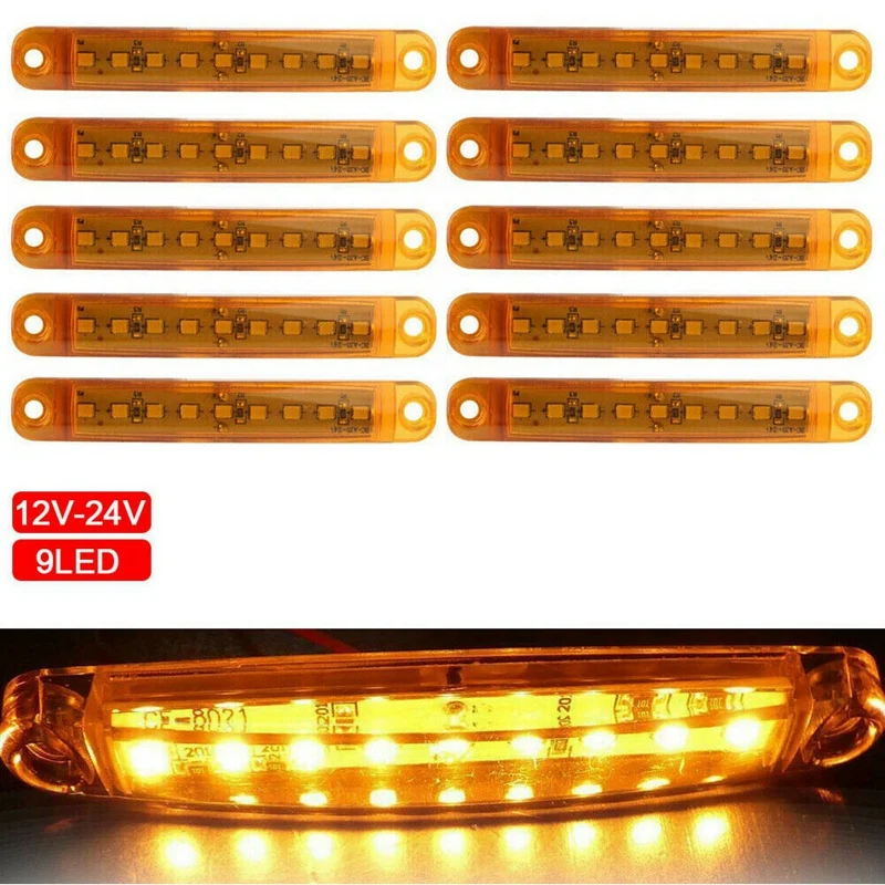 10Pcs Amber 9 LED Sealed Side Marker Clearance Light Signal Light 12V for Car Truck Trailer Lorry
10Pcs Amber 9 LED Sealed Side Marker Clearance Light Signal Light 12V for Car Truck Trailer Lorry