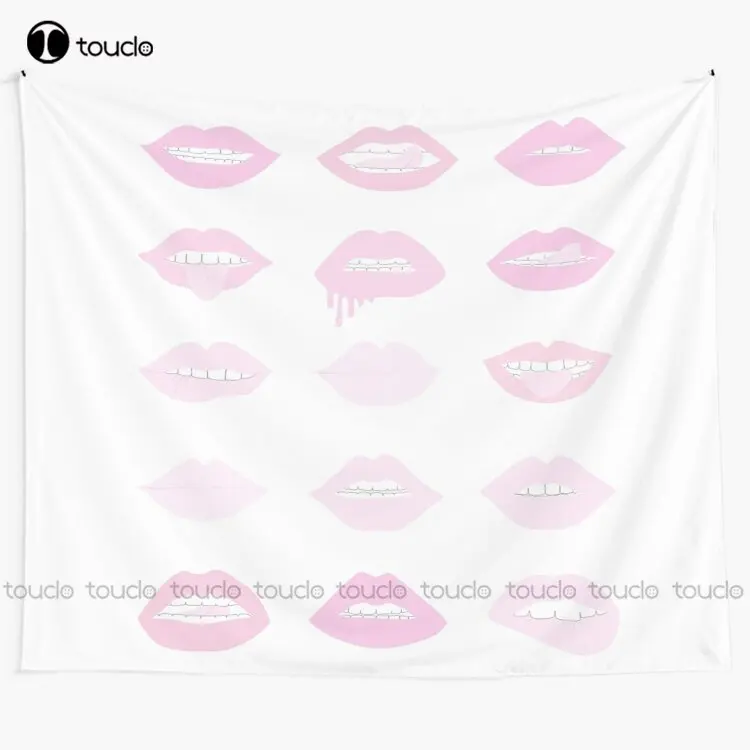 

Pink And Blush Lipstick Lips Tapestry Real Tapestry Tapestry Wall Hanging For Living Room Bedroom Dorm Room Home Decor
