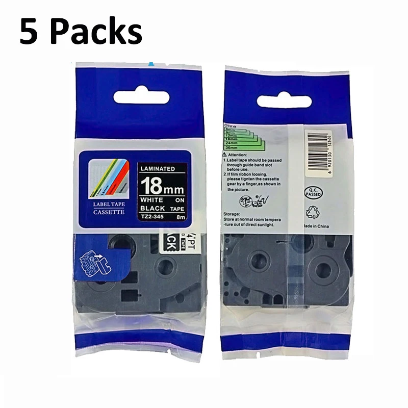5pk/lot 18mm White ON Black TZe-345 tze 345 tze345 tz345 tz 345 for p touch compatible label printer tz laminated tape
5pk/lot 18mm White ON Black TZe-345 tze 345 tze345 tz345 tz 345 for p touch compatible label printer tz laminated tape